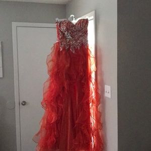 Orange Sparkly Prom Dress